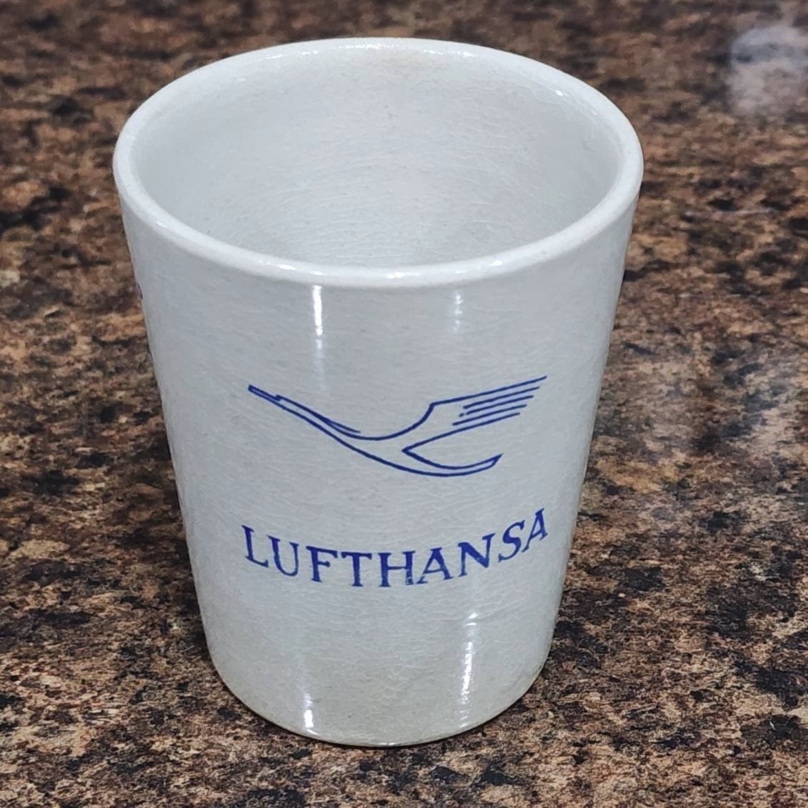 Vintage Lufthansa Airline Stoneware Wine Cup Approx 3.75" Tall & 3" W at Mouth