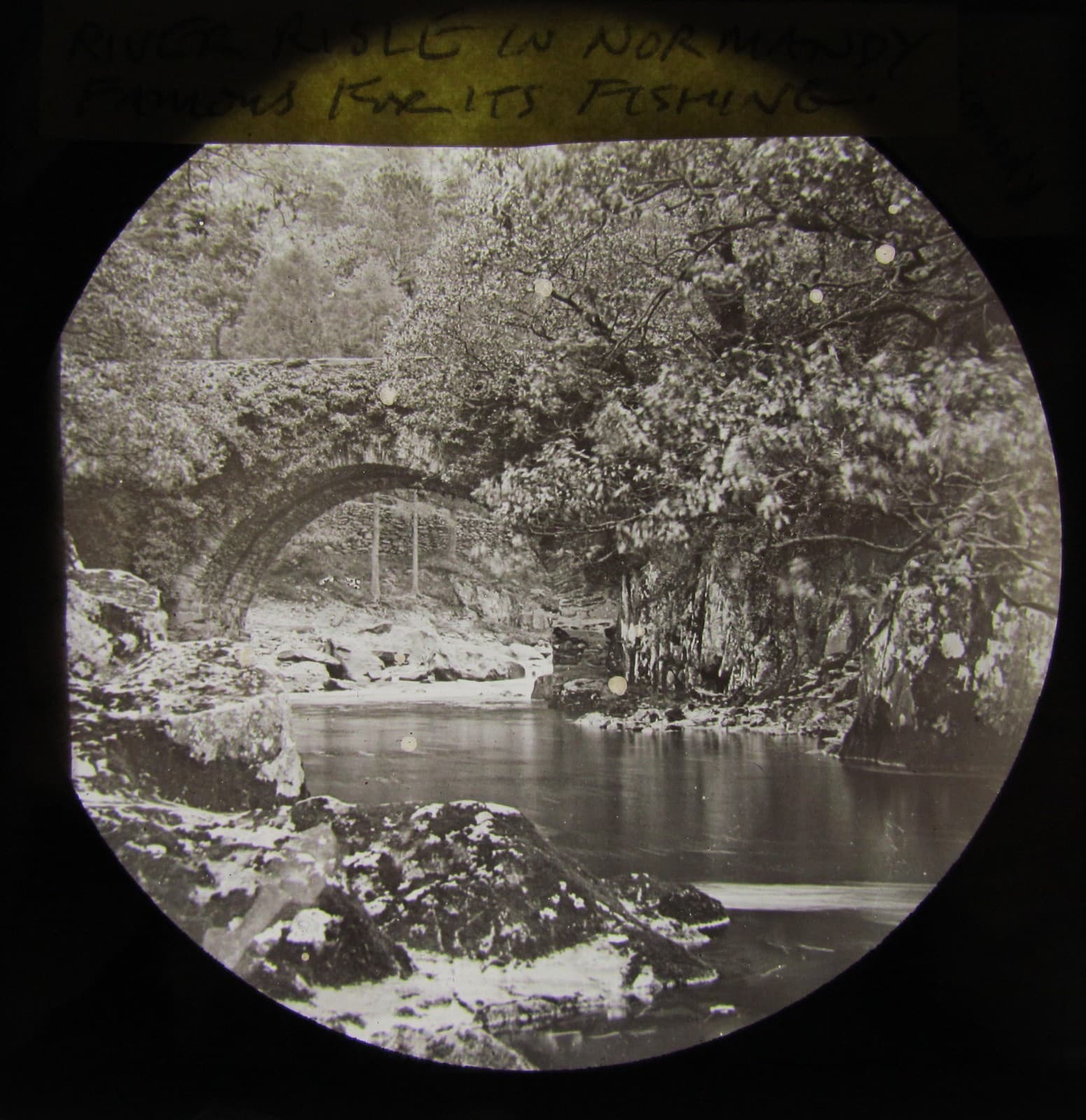 Glass Magic Lantern Slide RIVER RISLE IN NORMANDY C1890 FRANCE