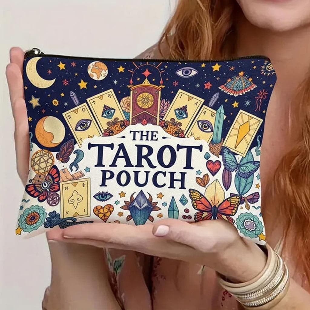 Cute Zippered Tarot Pouch for Your Tarot Decks or Cosmetics, 9 by 6.5 inches