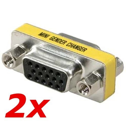 2 Pack - VGA Female to Female Gender Changer Adapter Coupler DB15 SVGA 15-Pin