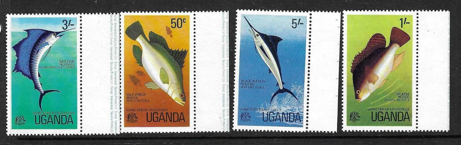 Uganda SC # 163-166 Fish . MNH