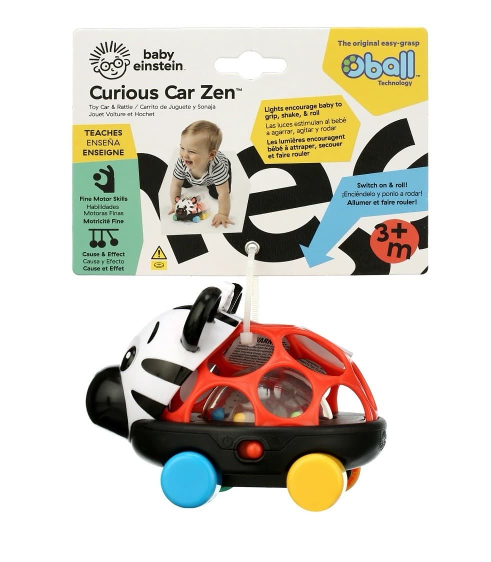Baby Einstein Curious Car Zen Oball Toy Car & Rattle, Light Up, Ages 3 Months+