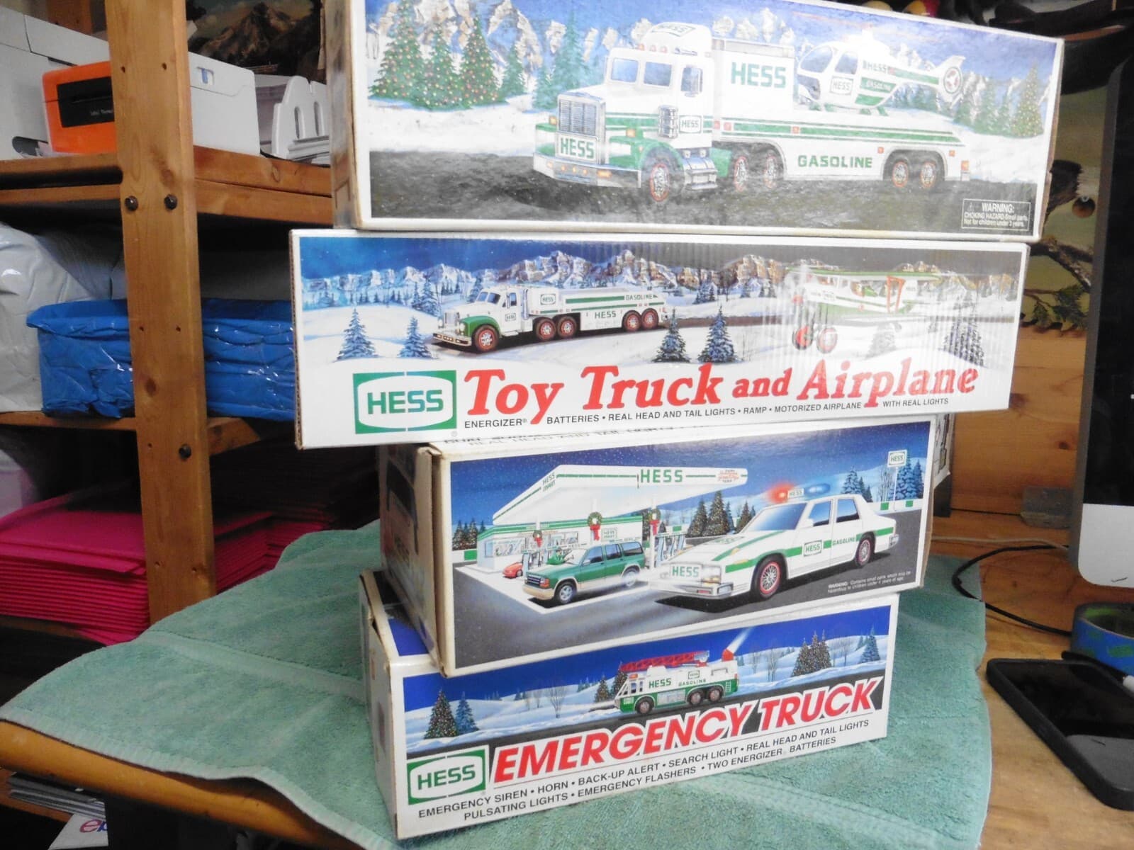 lot of 4 hess truck emergency truck patrol car helicopter airplane