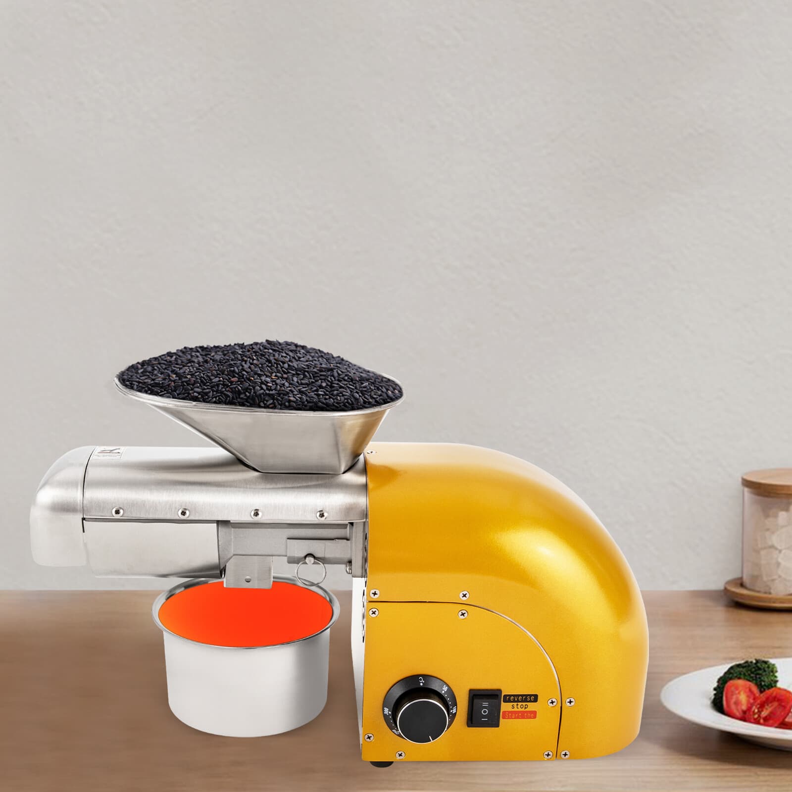 Oil Press Machine Nut Seeds Oil Extractor Beans Expeller Cold & Hot 1800W Home