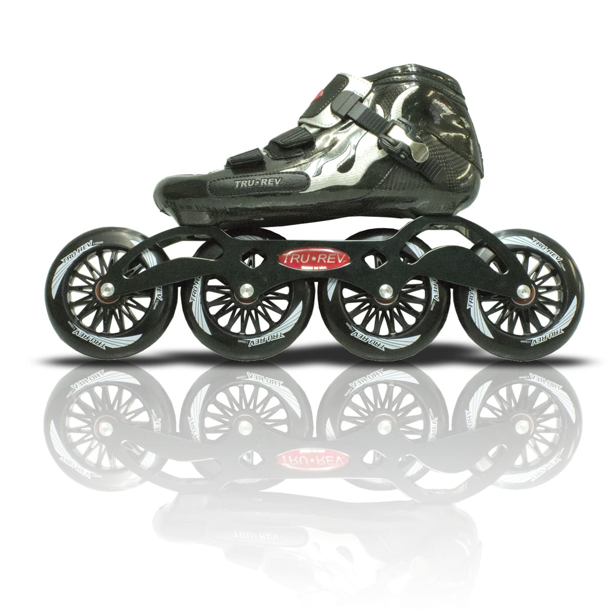 Flash Fire inline speed skates with ceramic bearings.