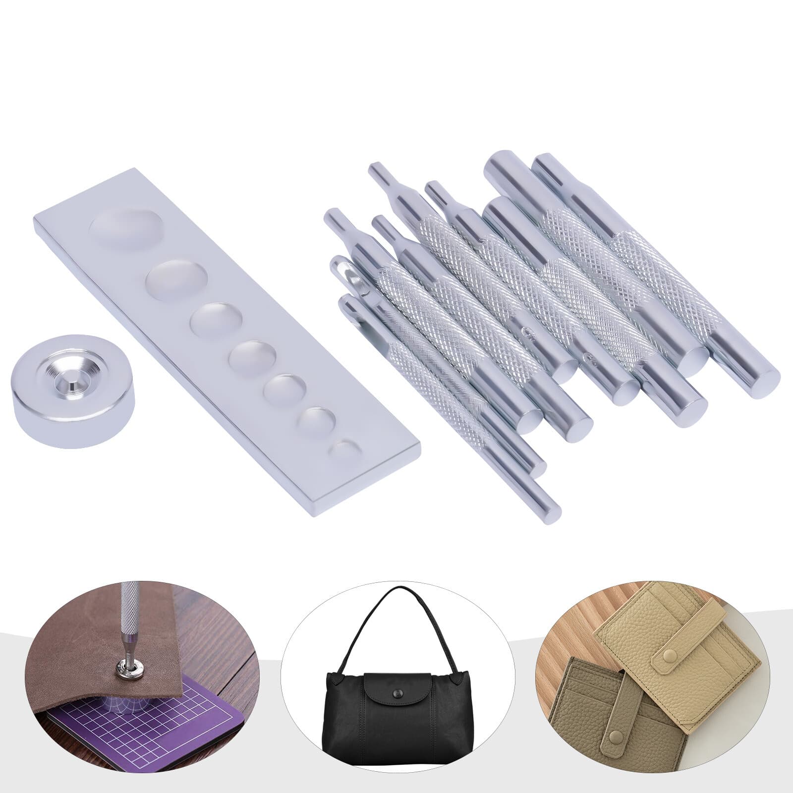 Craft Tool Die Punch Snap Kit Rivet Setter with Base for Punch Hole & Button