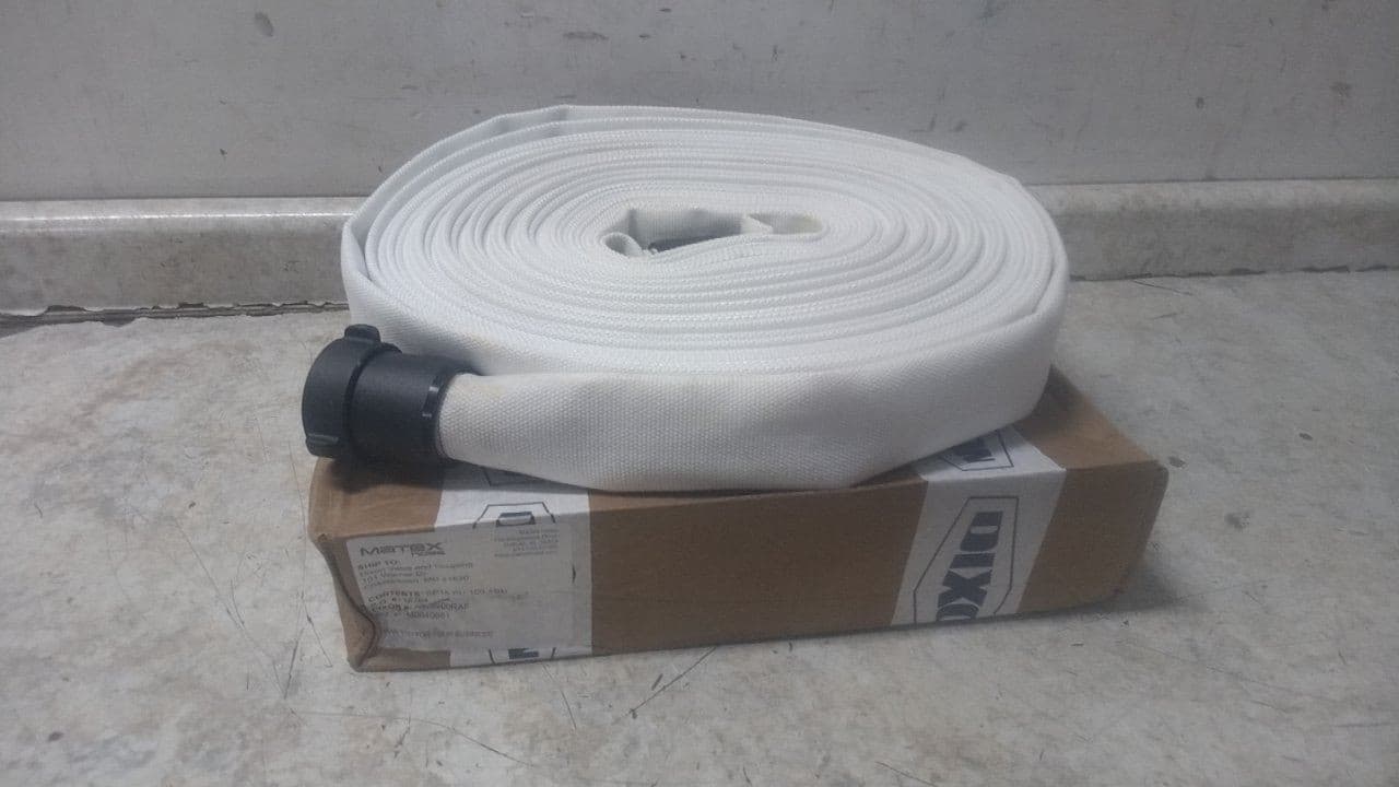 Dixon Valve A515100RAF 100 Ft Single Jacket Fire Hose w/Aluminum Rocker Lug (BW)