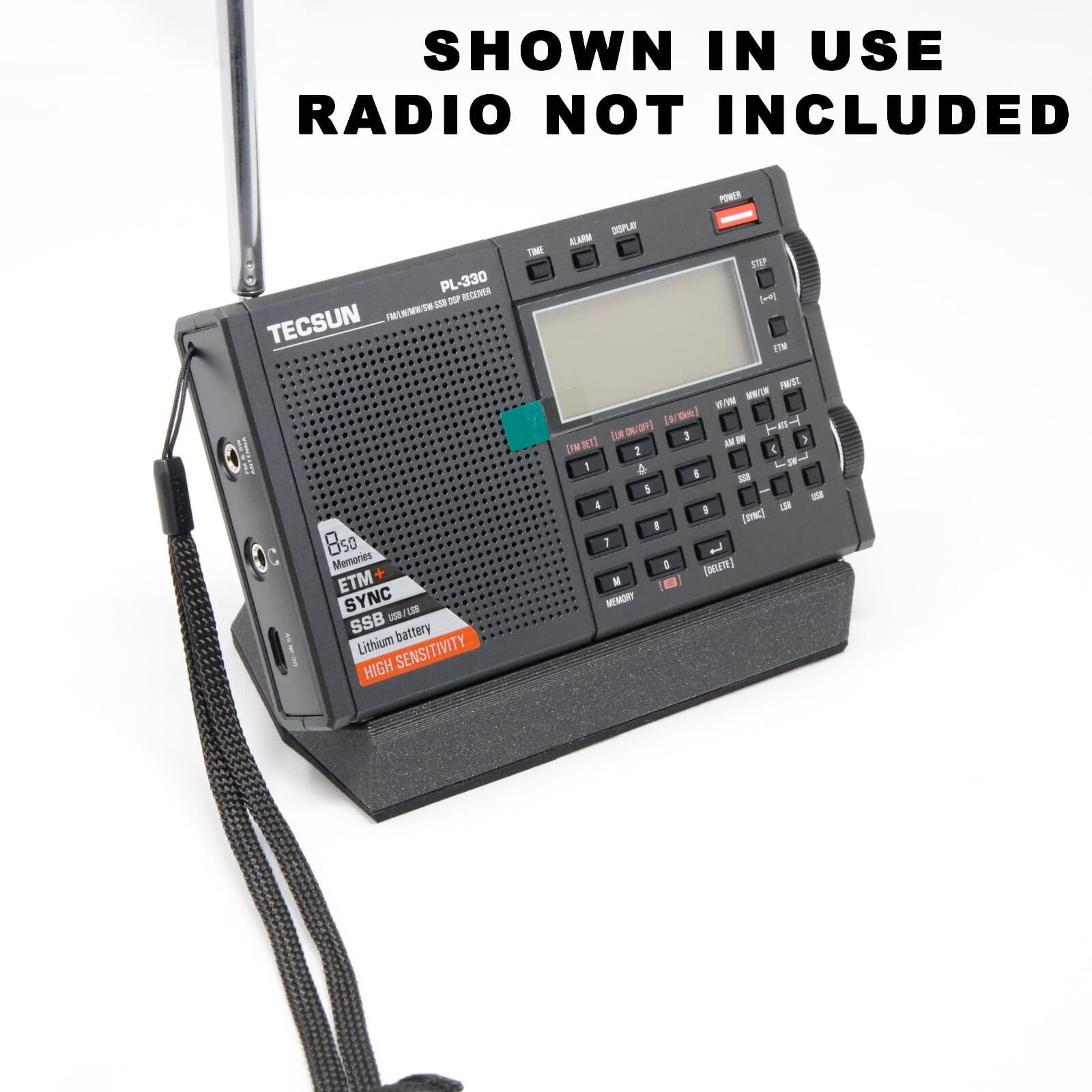 Angled Desk Stand for your own Tecsun PL330 Shortwave Radio with Grippy Base