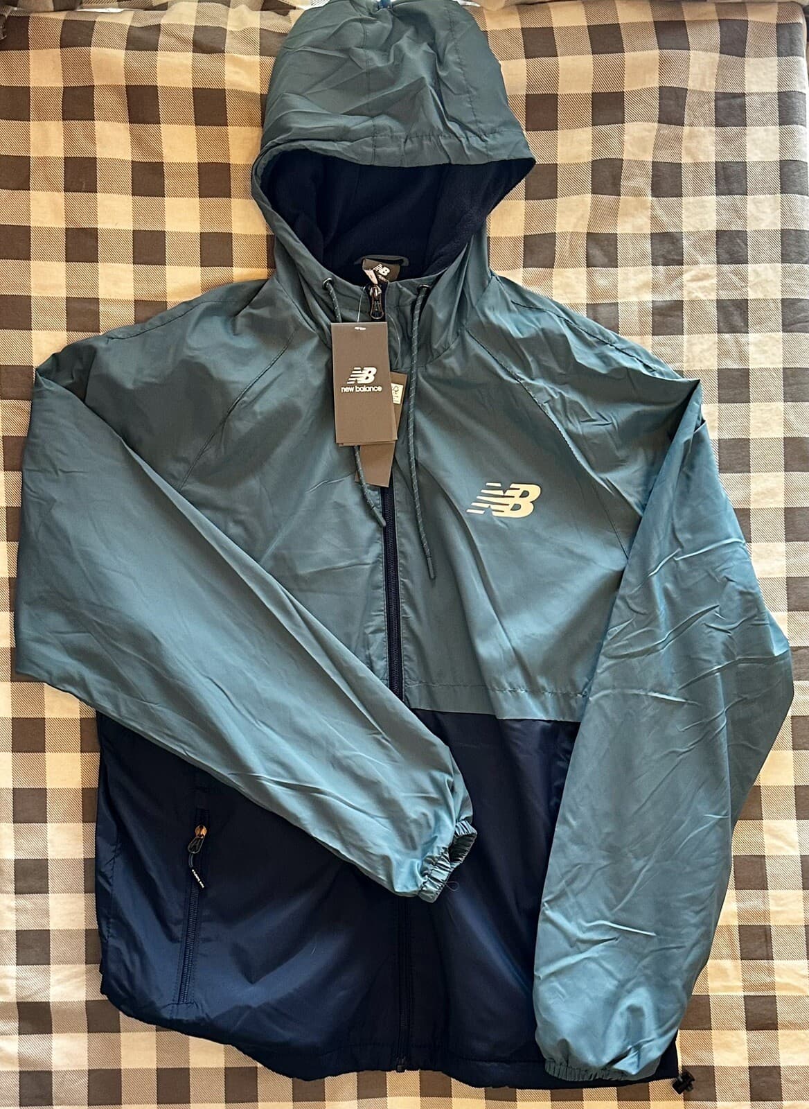 NWT New Balance Wind Resistant Fleece-lined Jacket Windbreaker Blue Men’s Large