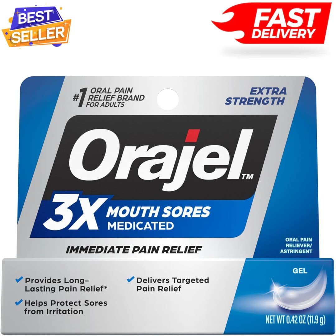Orajel 3X for Mouth Sores Maximum Strength Gel Tube 0.42oz- From #1 Oral Pain...