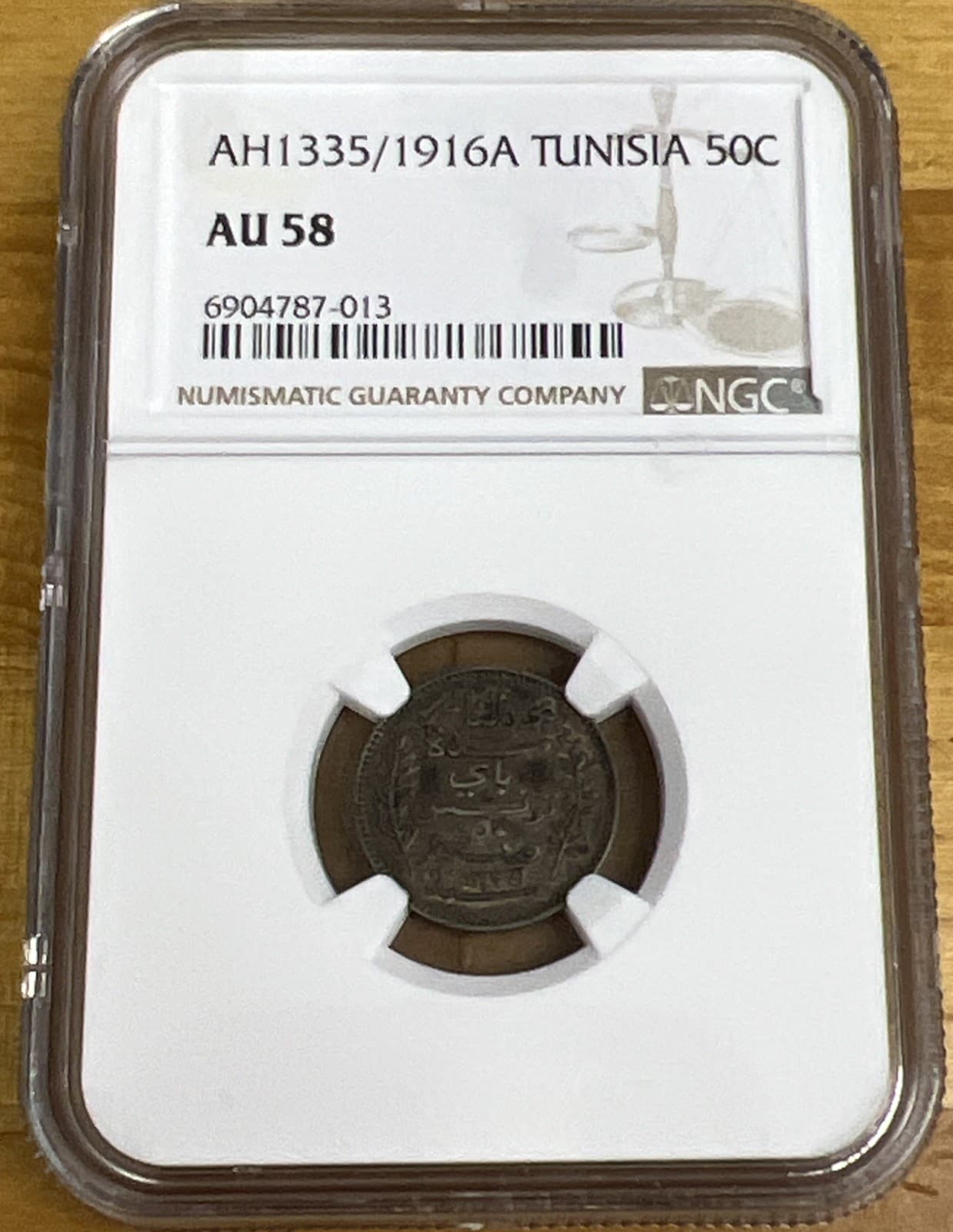 AH1335 /1916 A Tunisia NGC AU58 ~ 50 Centimes