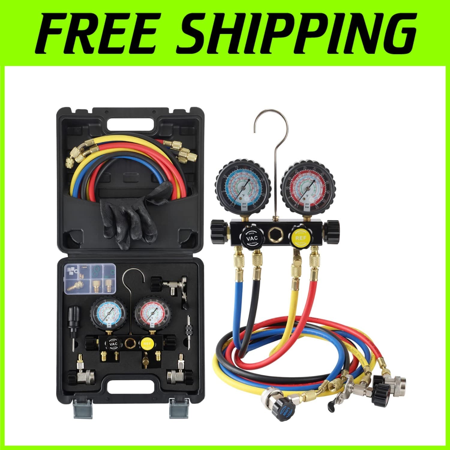 Multifunctional AC Manifold Gauge Set with Hoses