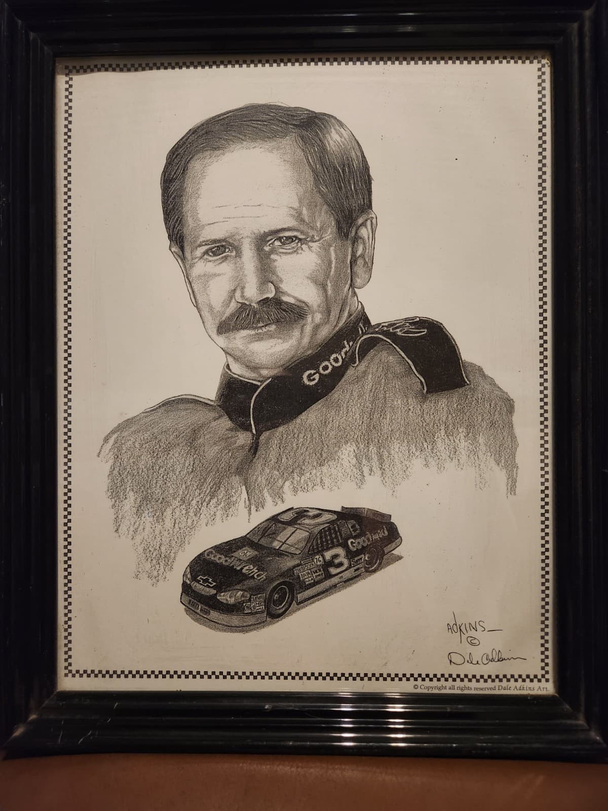 Dale Earnhardt Sr. #3 Pencil Art Drawing Print Signed and Framed Dale Atkins