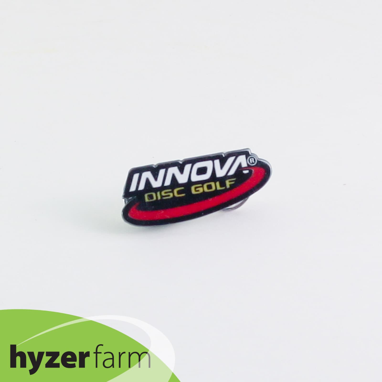 INNOVA SWOOSH LOGO METAL LAPEL/BAG/HAT PIN Black/Red/Yellow/Wht Hyzer Farm disc