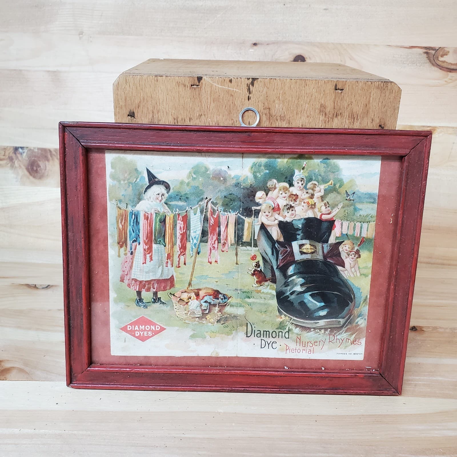 Diamond Dye Nursery Rhymes Pictorial Framed Wall Art FORBES Co. Boston Nice!