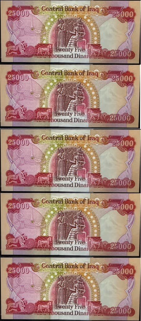 GENUINE UNCIRCULATED Iraq Iraqi Dinar 25,000 25000 ⭐️ 5 Notes ⭐️