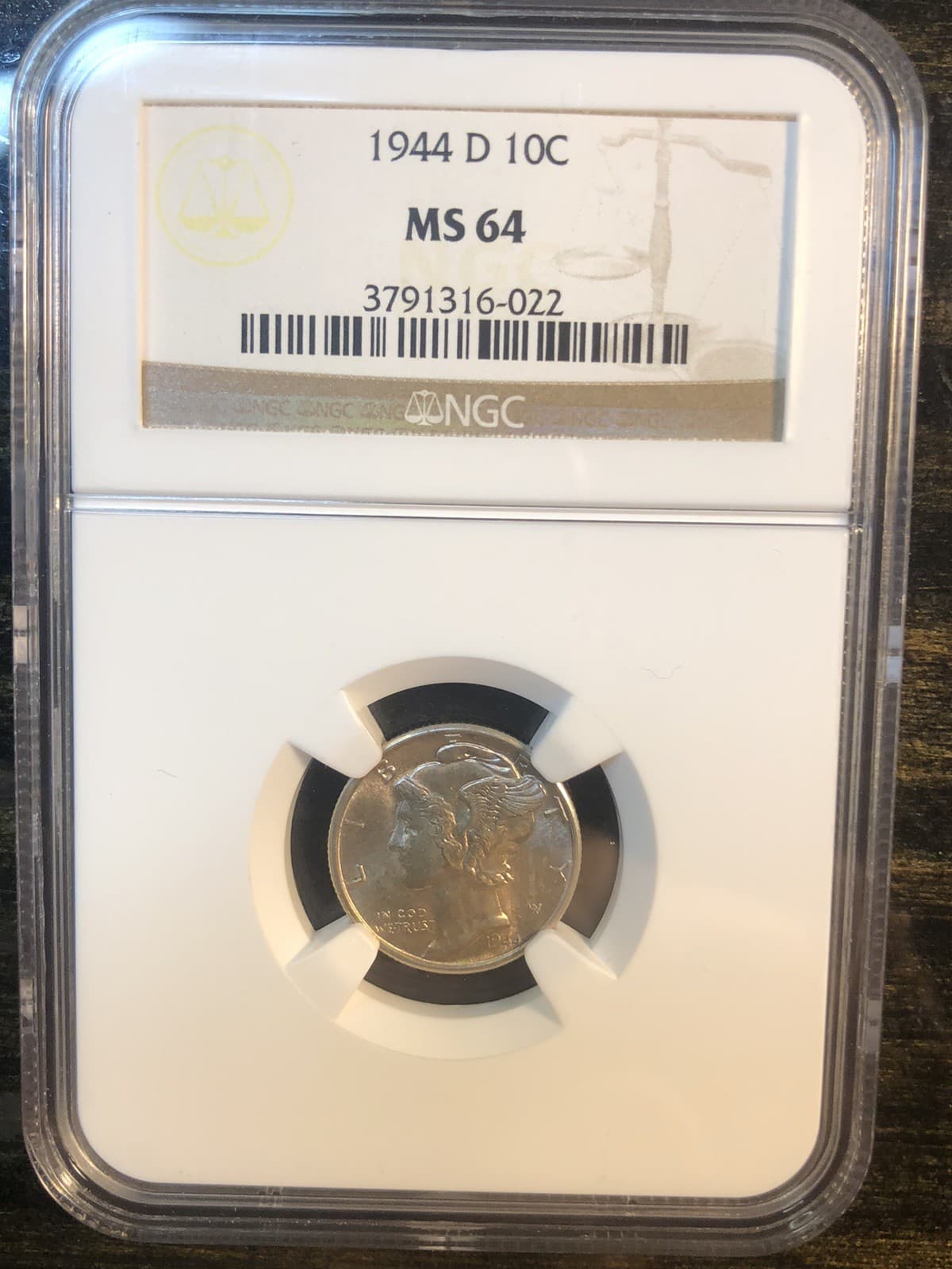 1944-D | Mercury Dime | NGC MS64 | Light Toning