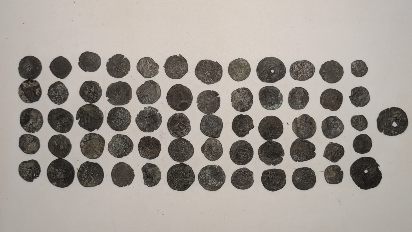Lot of 60 Medieval Bronze Coins, Whole Coins, European Rare Lot 1600-1700's