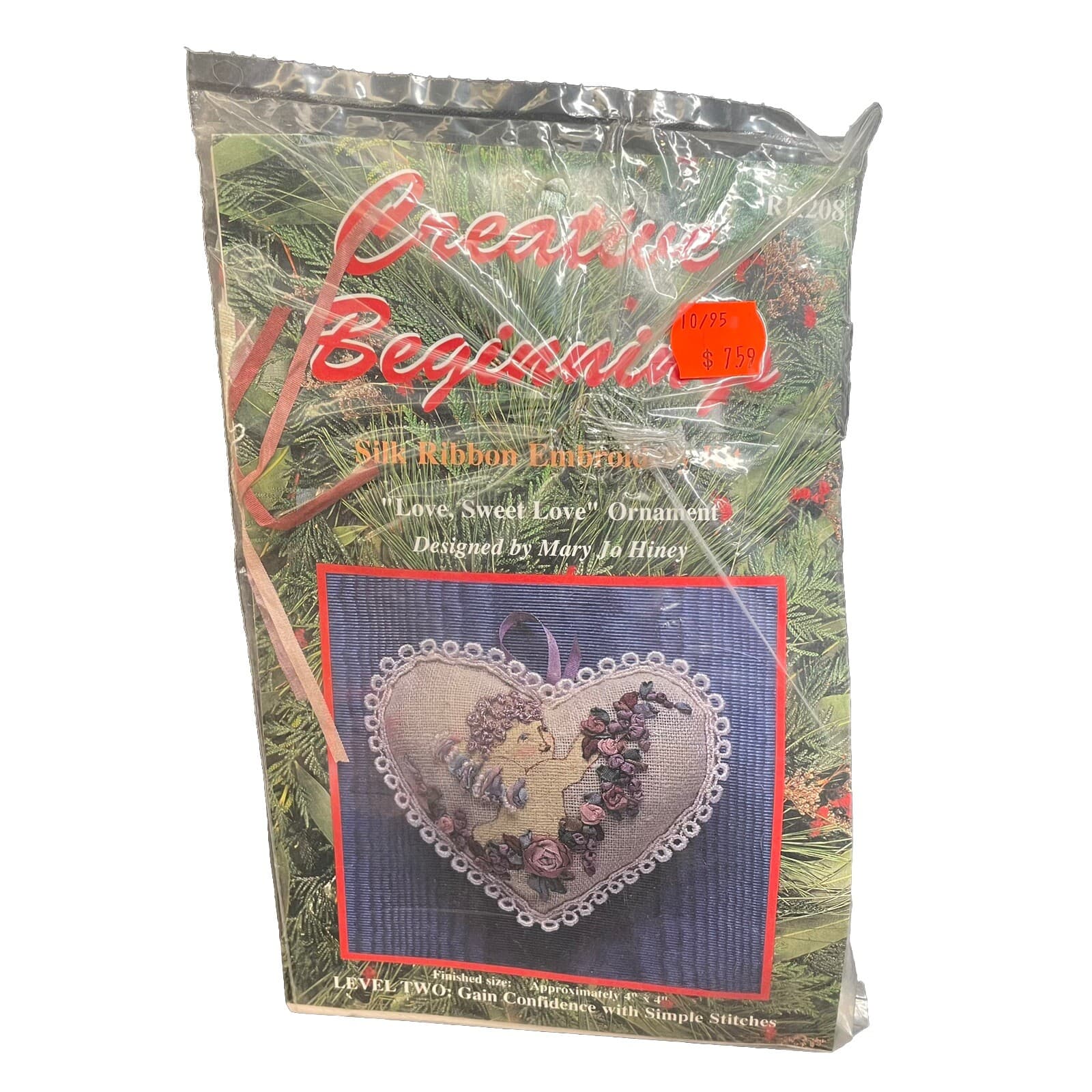 Creative Beginnings Silk Ribbon Embroidery Kit RK209 Love Sweet Love Angel 4x4