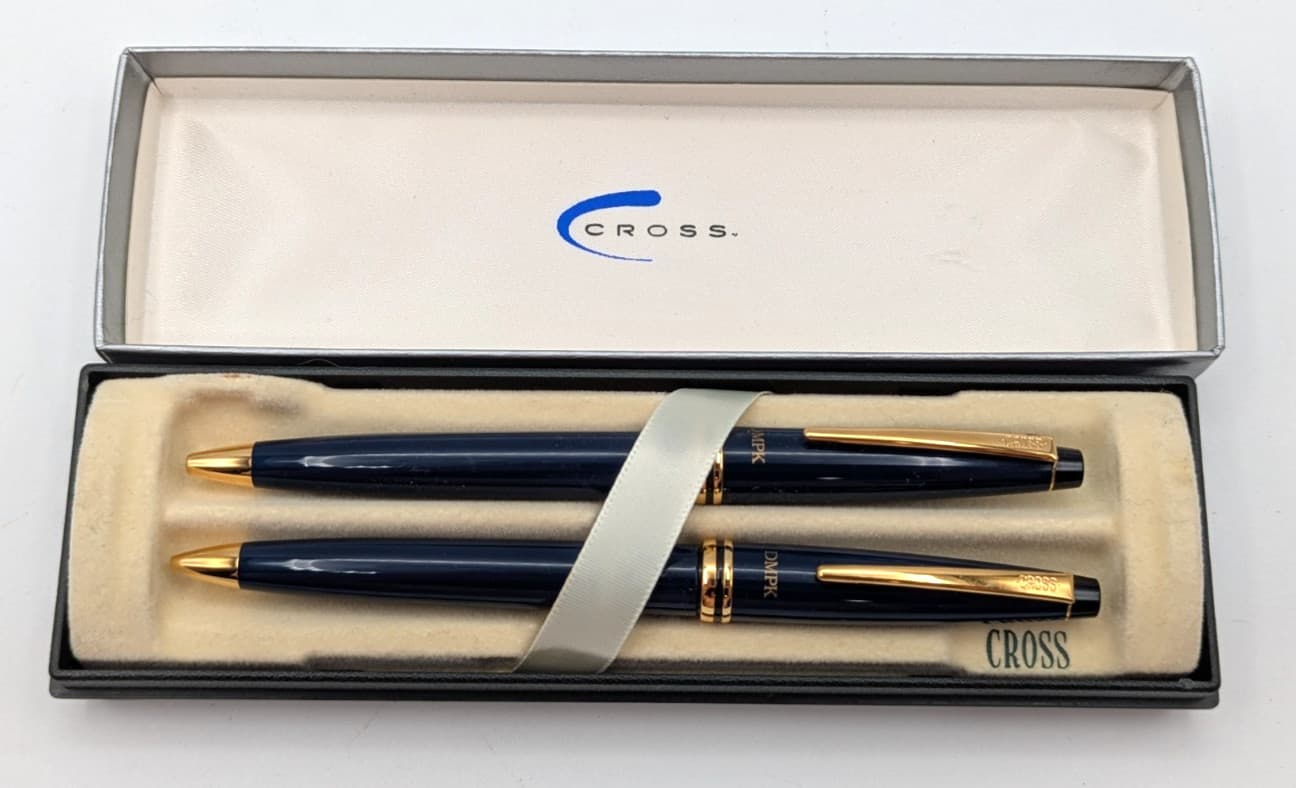 CROSS CLASSIC Radiance CLASSIC Blue BP PEN & 0.5mm PENCIL WITH GOLD TRIM DMPK
