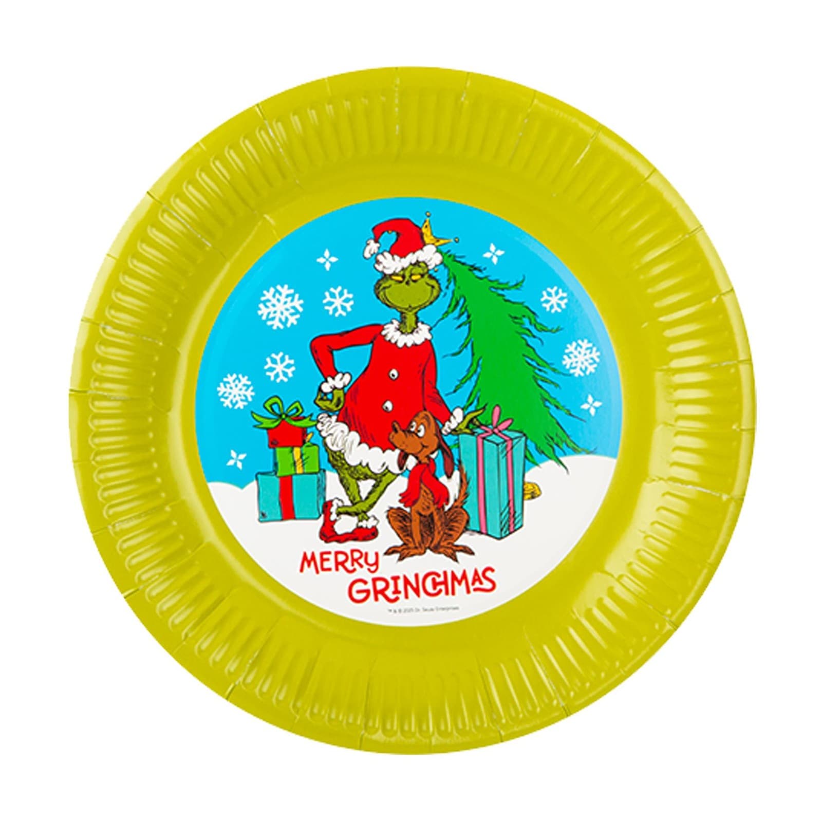 Christmas Grinch Paper Plates 6 Pack Disposable Party Tableware Blue/Green