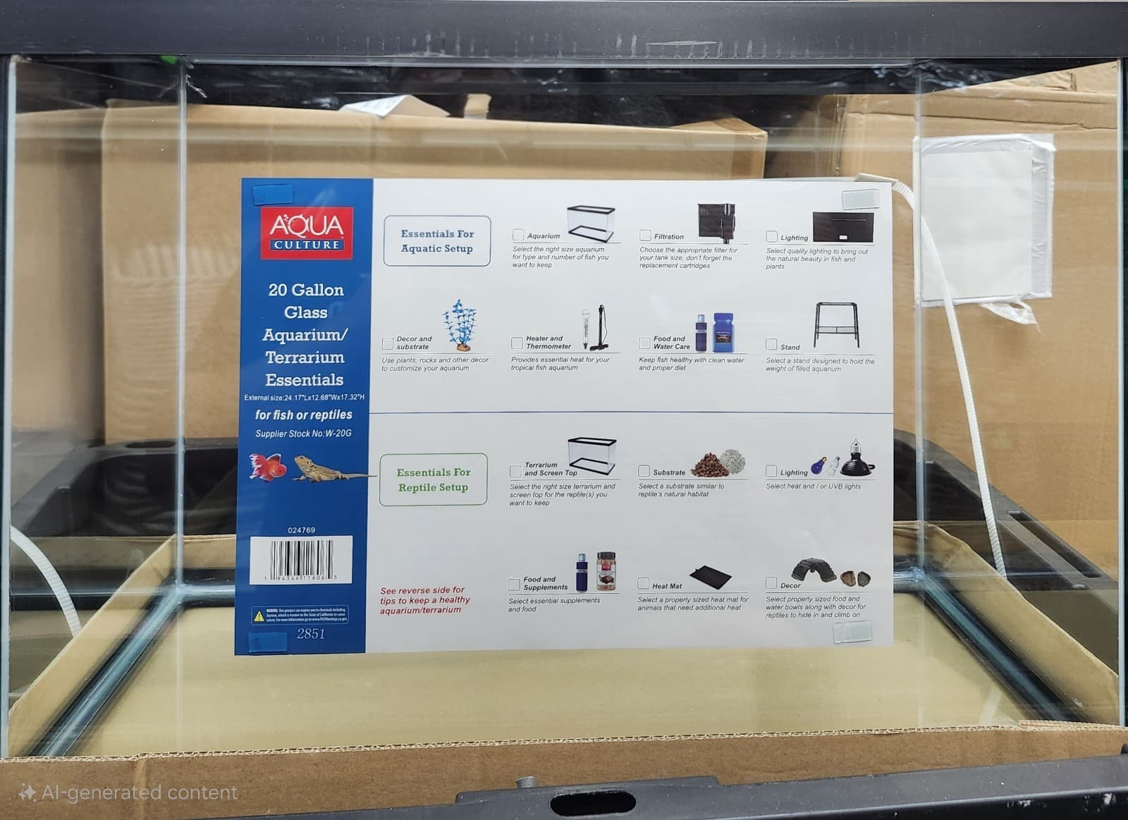 Standard Glass 20 Gallon Long Aquarium Tank, Black Trim