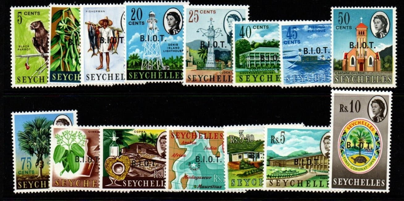 BRITISH INDIAN OCEAN TERR SG1/15 1968 DEFINITIVE SET MNH