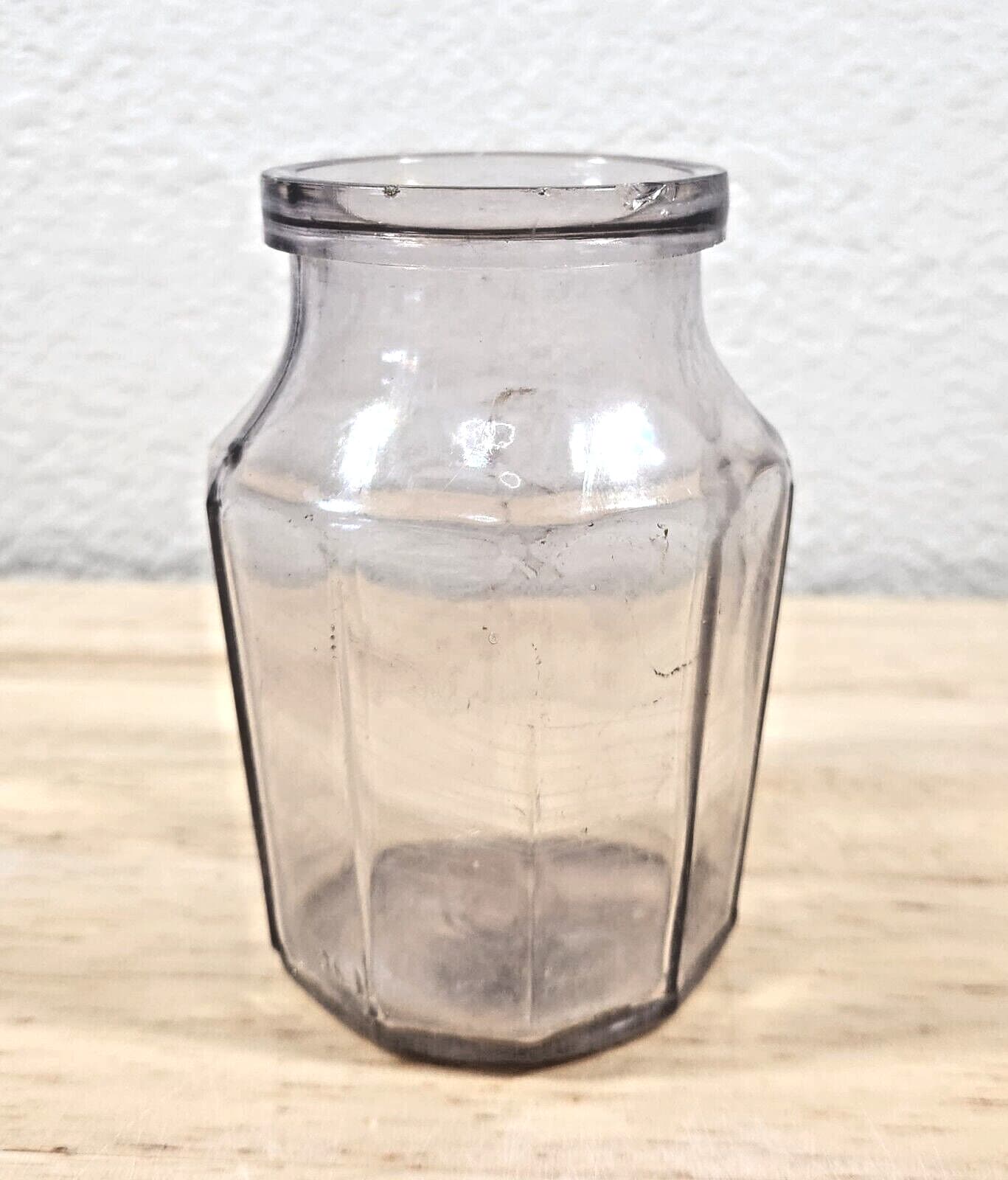 Antique 1920s AMETHYST Mustard Jar 10-Panel Design Condiment Bottle Embossed 363