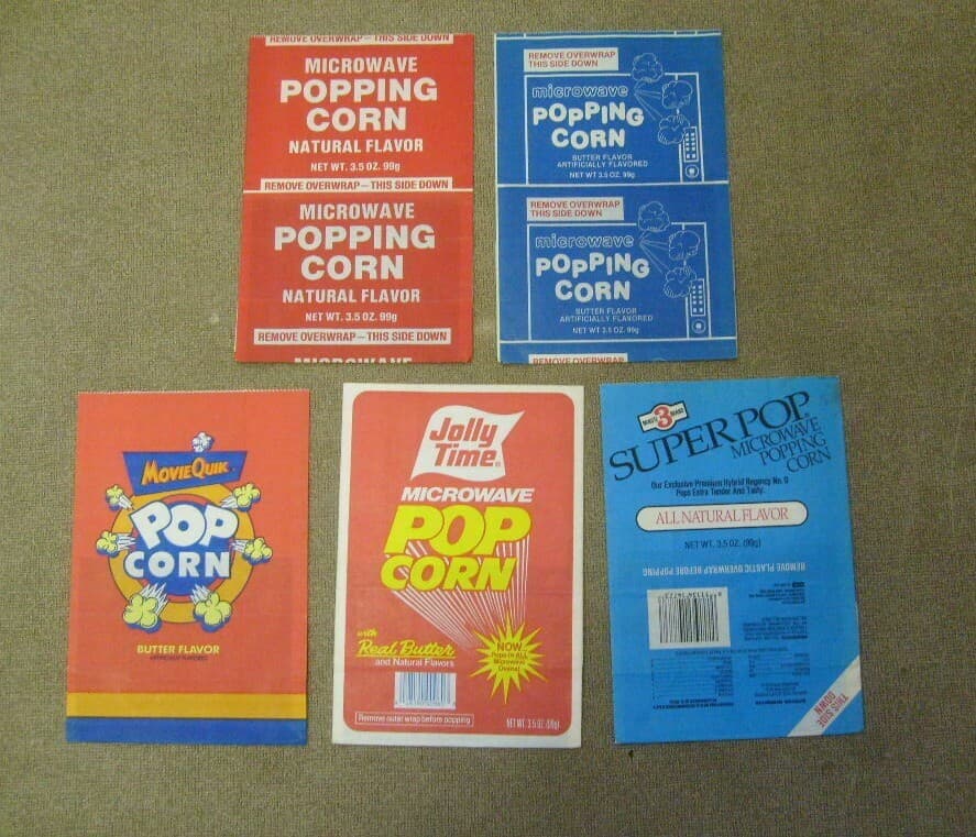 Microwave Popcorn bags Unused Movie Quick, Jolly Time 1987, Minute Brand etc