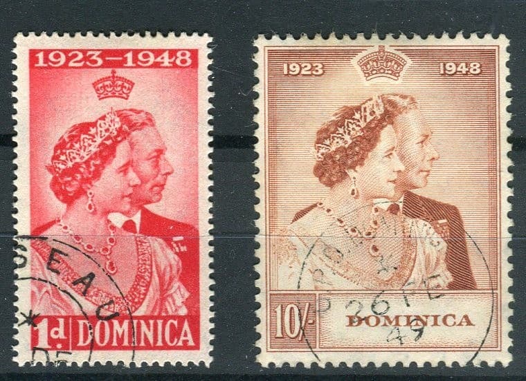 Dominica KGVI 1948 RSW Royal Silver Wedding set SG112/3 fine used
