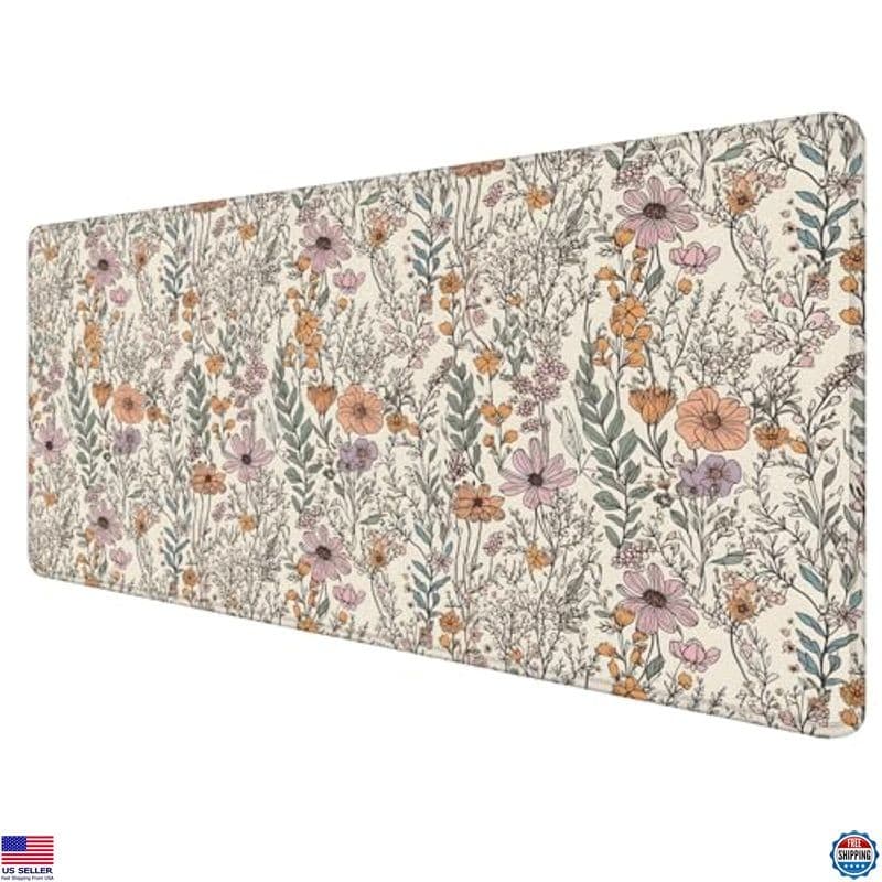 Vintage Rustic Wildflower Extra-Large Mouse Pad - 31.5"x15.7" Floral Desk Mat