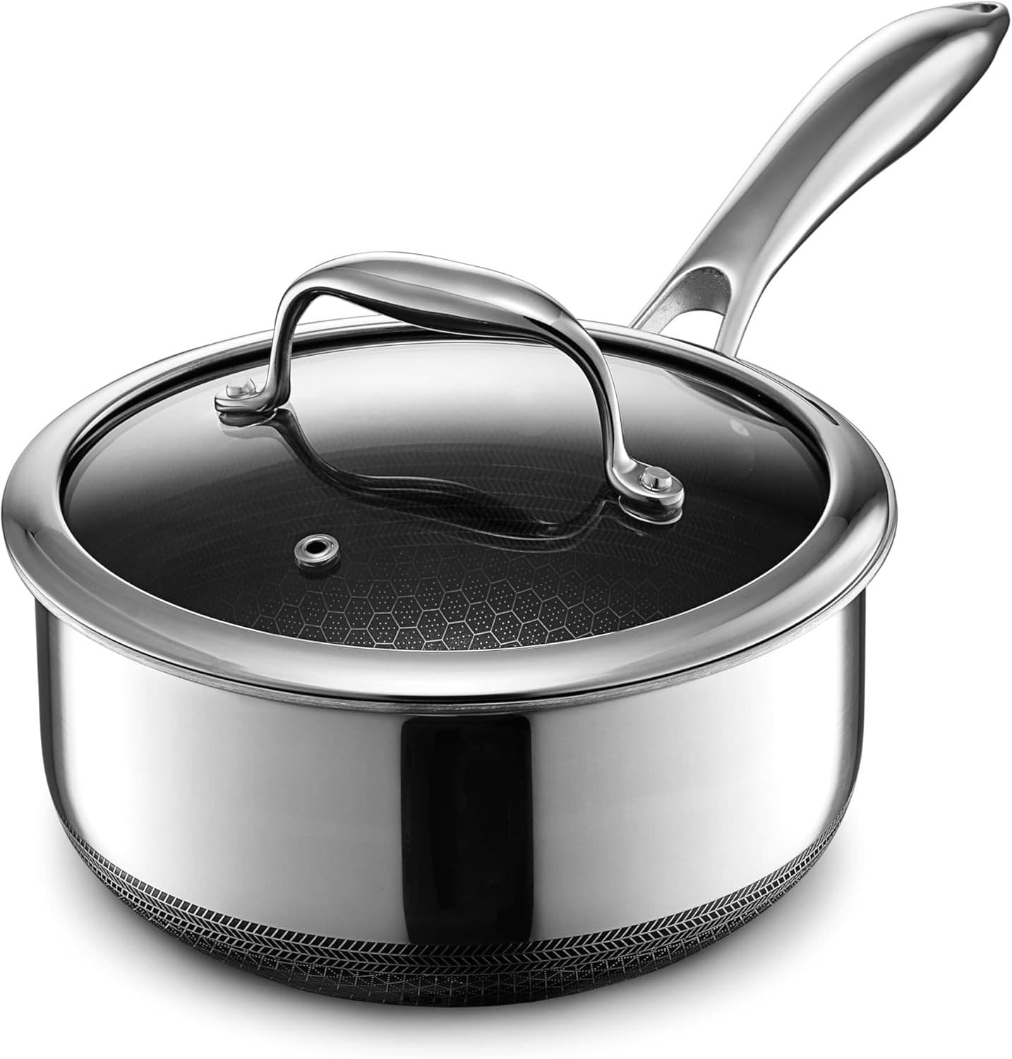 Hexclad 1QT Stainless Steel Hybrid Saucepan with Lid - BRAND NEW! - $119 MSRP!