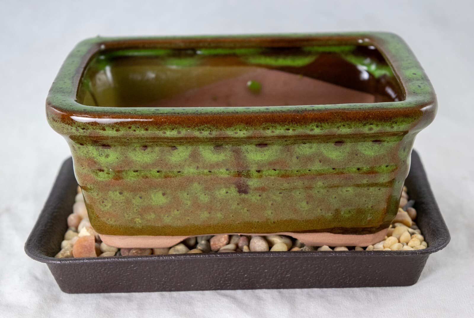 6" Rectangular Glazed Moss Green Cactus & Succulent, Bonsai Pot - Pot/Combo/Kit