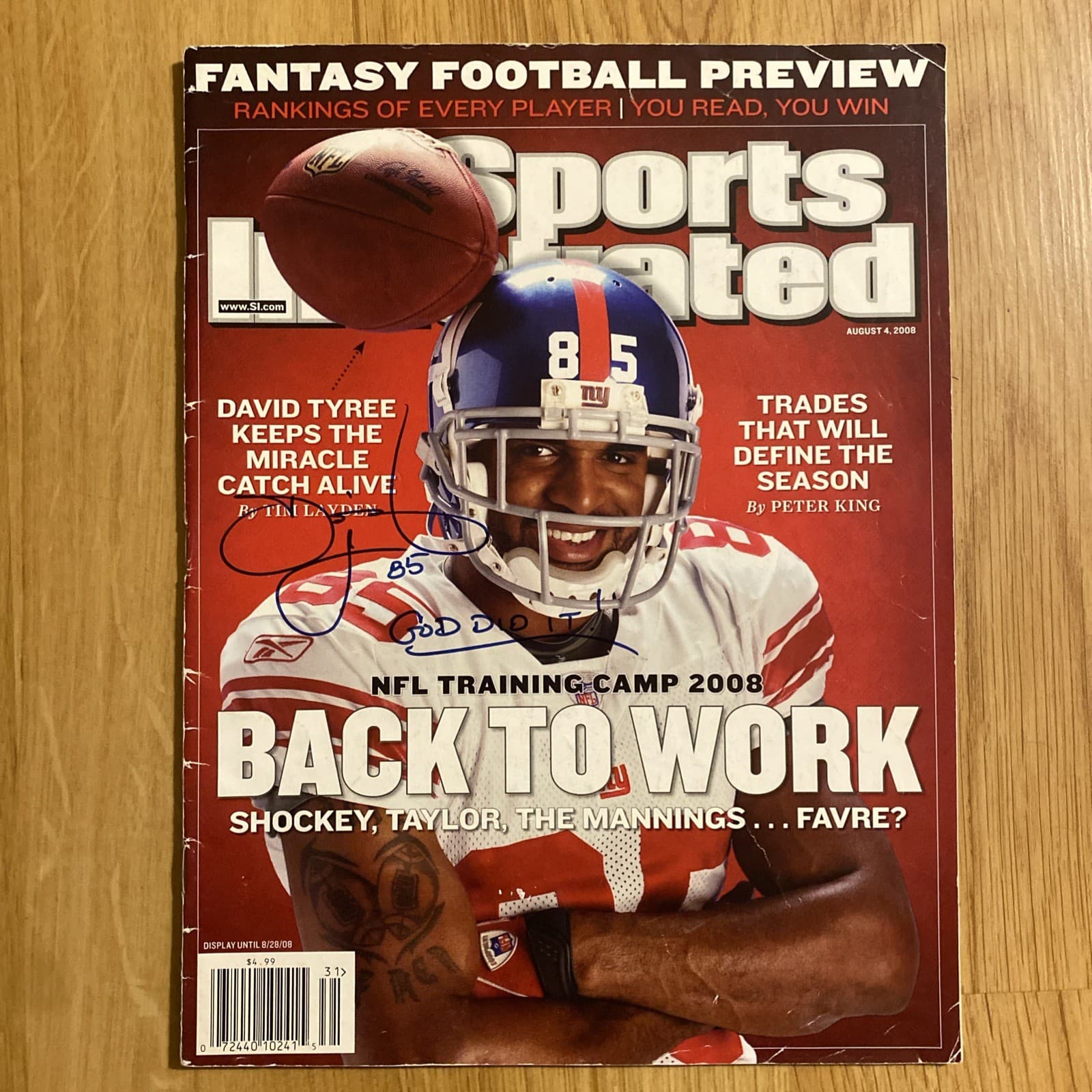 David Tyree Signed Autograph Auto Sports Illustrated SI Magazine New York Giants