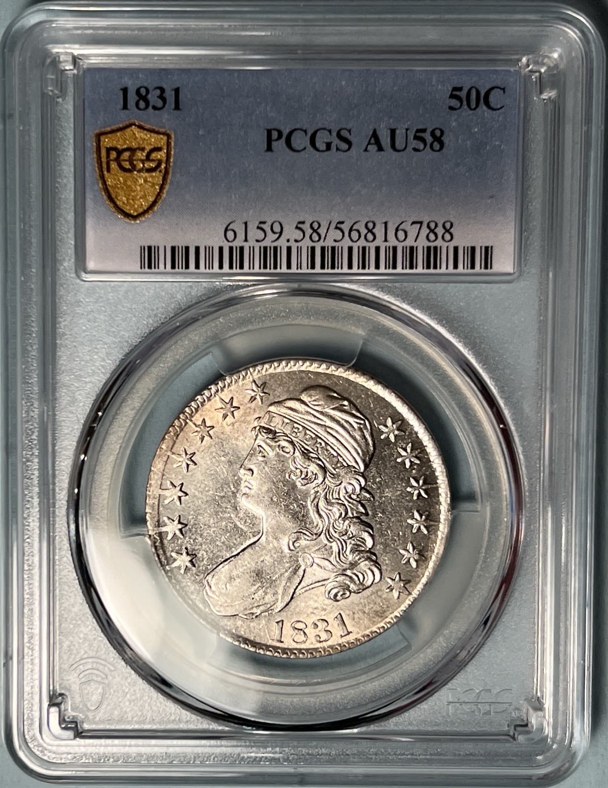 1831 Called Bust Half Dollar PCGS Gold Shield AU58