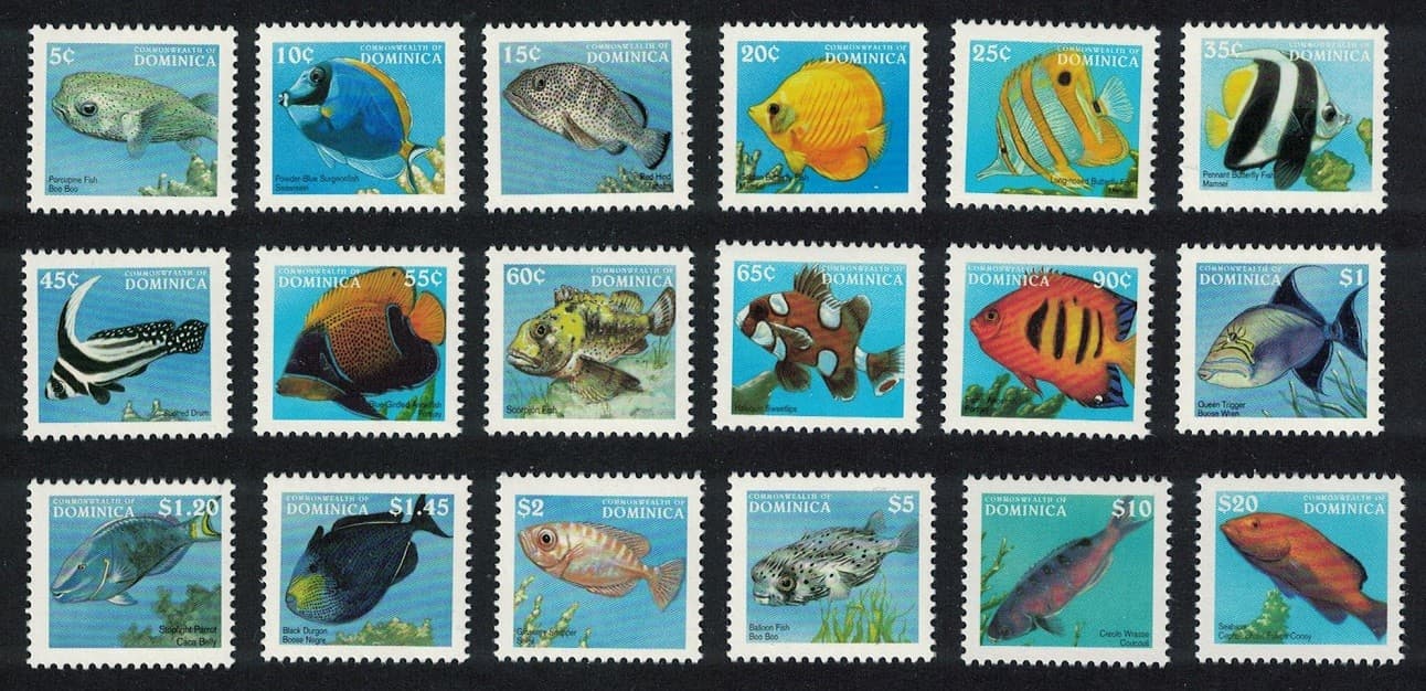 Dominica Fish 18v Definitives 1997 Small Format 1997 MNH SG#2374-2391