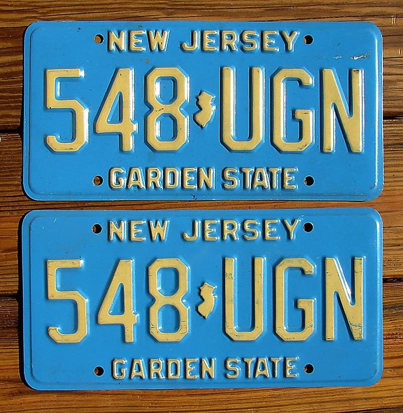 1982 New Jersey Blue GARDEN STATE License Plate Vintage # 548 UGN