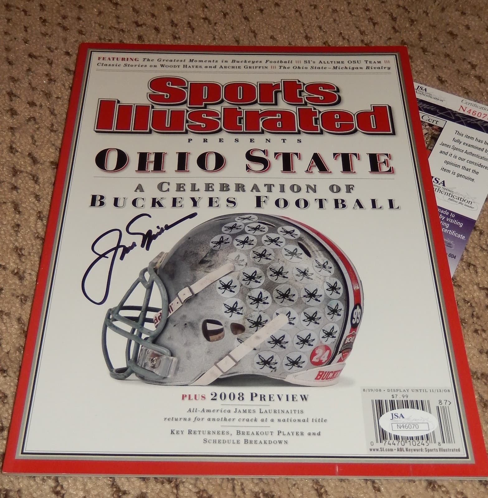 JACK NICKLAUS SIGNED SPORTS ILLUSTRATED JSA OHIO STATE BUCKEYES FOOTBALL