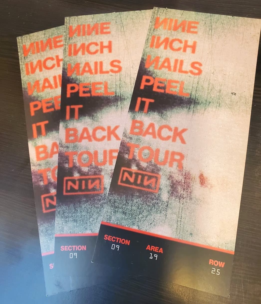 2 Official Nine Inch Nails Peel It Back Tour Tickets RARE NIN Tron Ares + BONUS