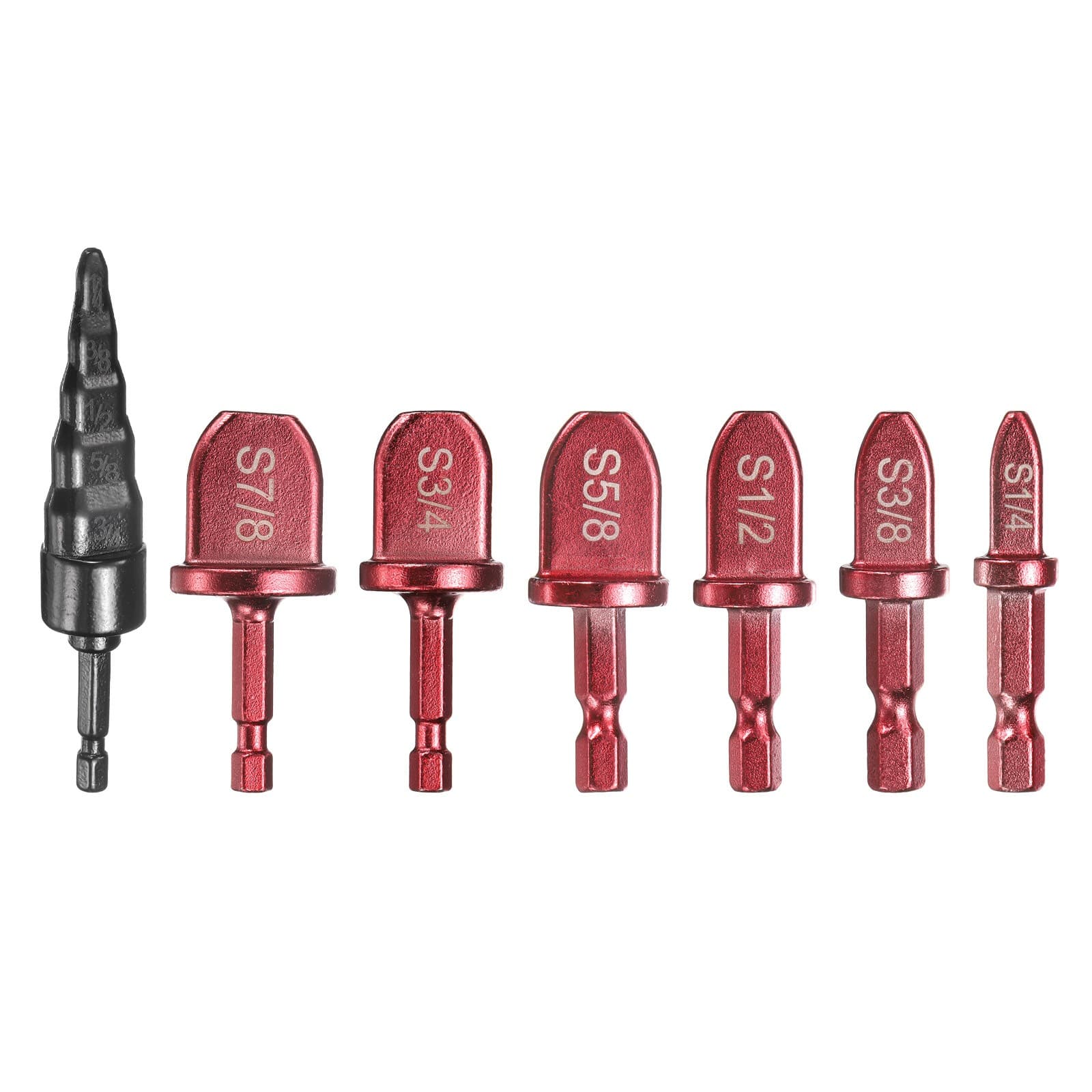 7Pcs Swaging Tool Drill Bit 1/4" 3/8" 1/2" 5/8" 3/4" 7/8" w 5 in 1 Flaring Tool