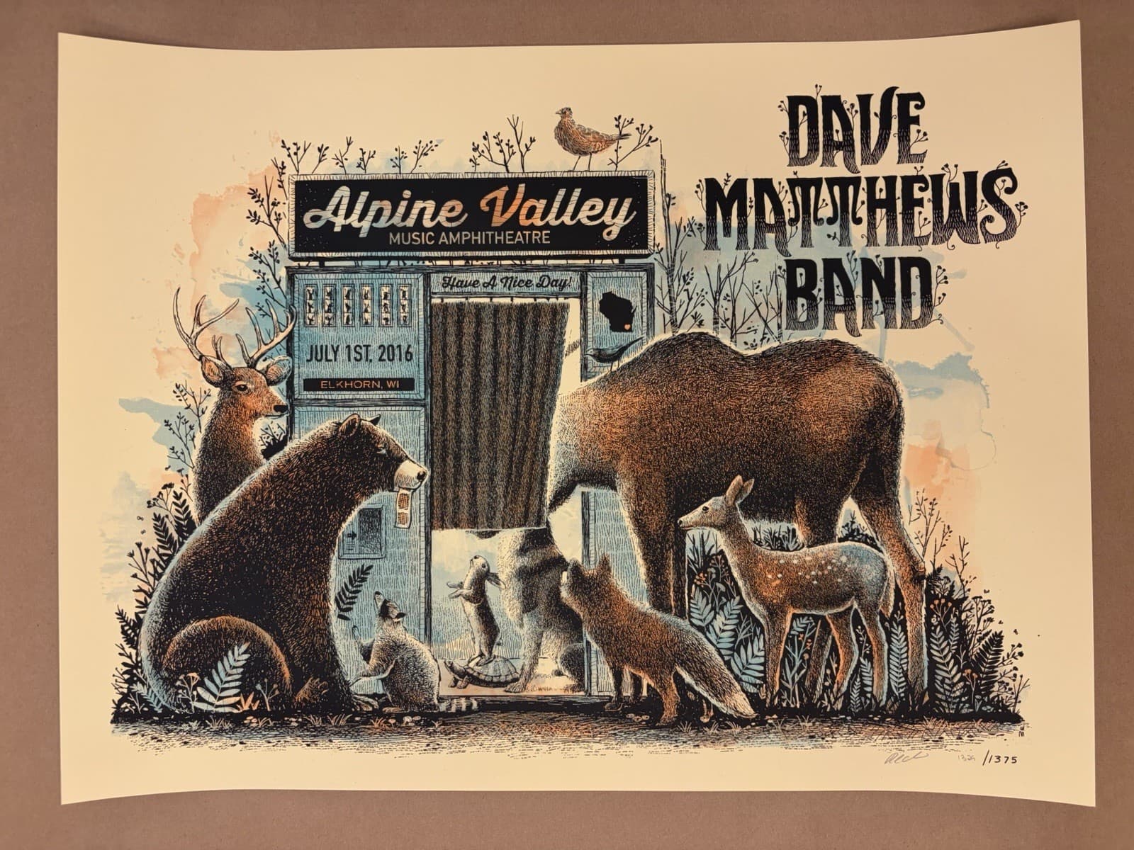 Dave Matthews Band Poster 7/1/16 2016 Alpine Valley East Troy WI #/1375 Methane
