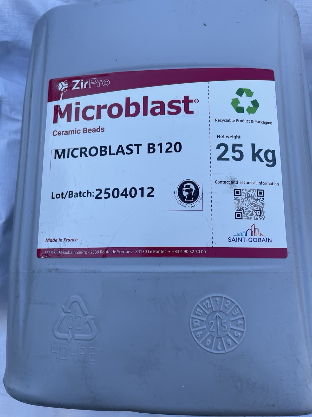 ZirPro Zirblast Microblast B120 Ceramic Beads 56lbs/25Kg Bulk 63-125 um