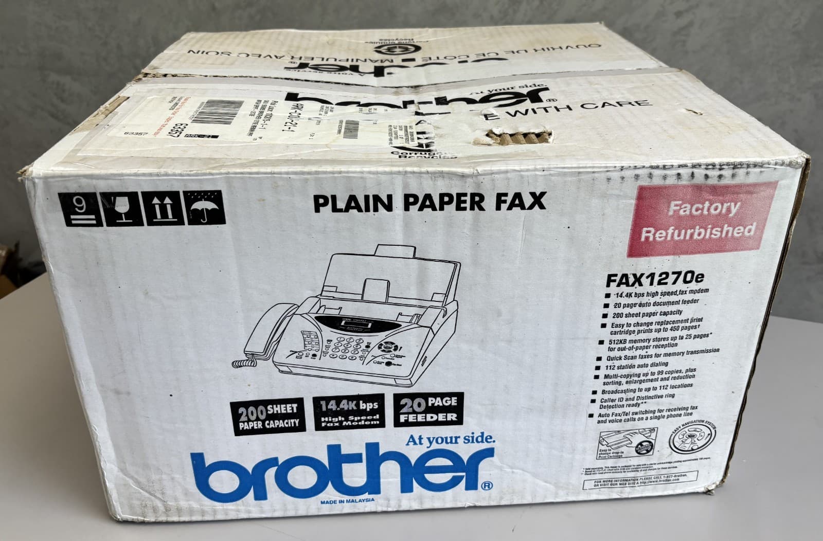 Brother IntelliFAX 1270e Plain Paper Thermal Fax Phone Copier Factory Refurb