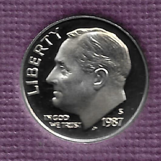 1987-S PROOF ROOSEVELT DIME