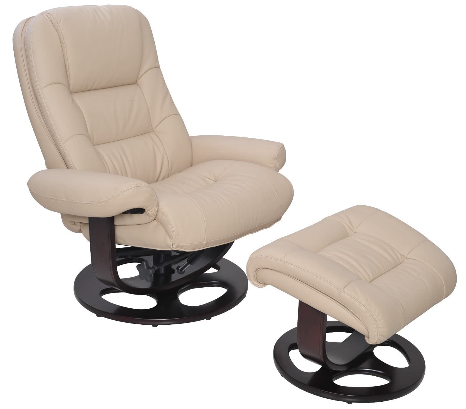 Barcalounger Jacque II Genuine Ivory Hilton Leather Recliner Chair and Ottoman