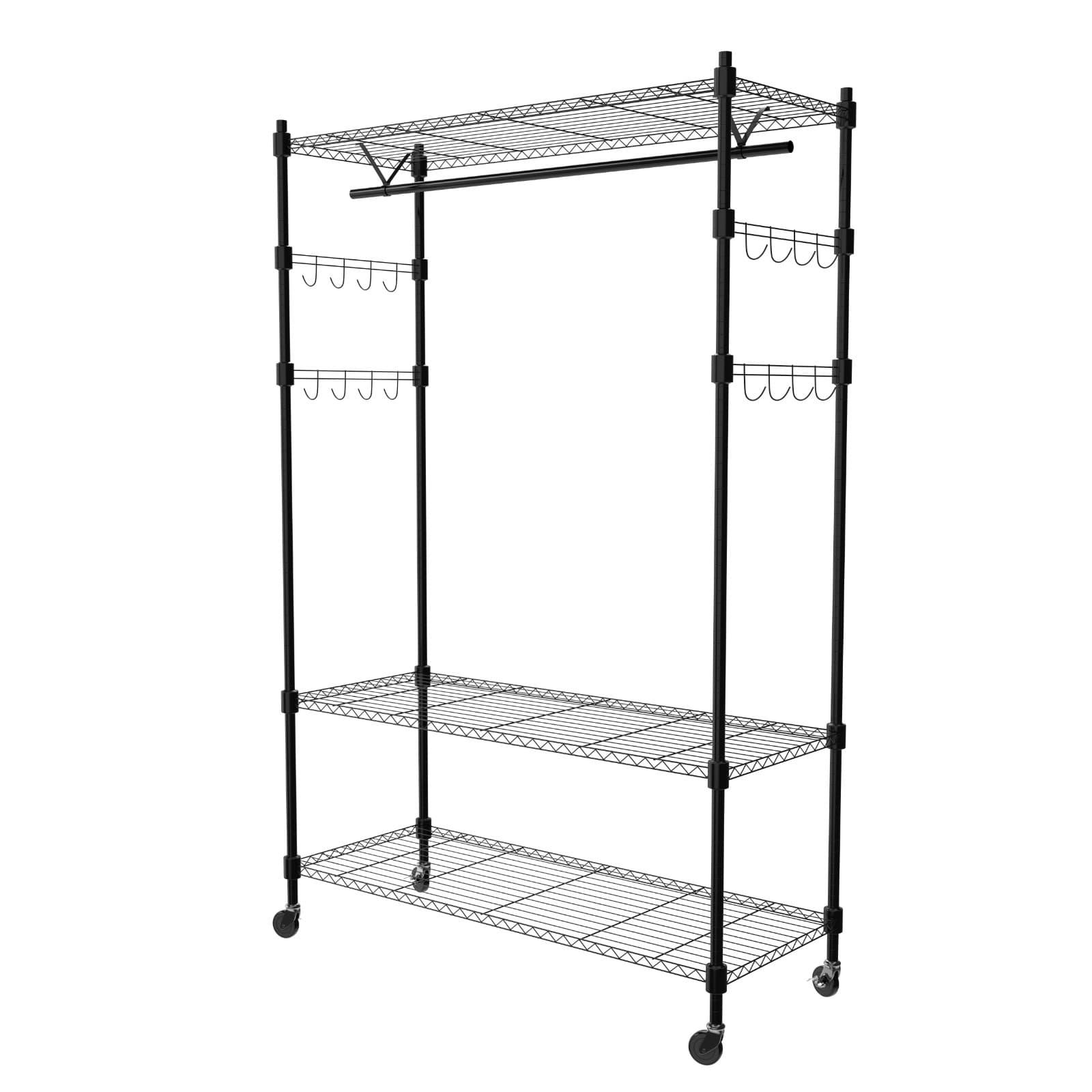 74 in Garment Rack Storage Closet Clothing on Wheels Hanging Clothes Heavy Duty
