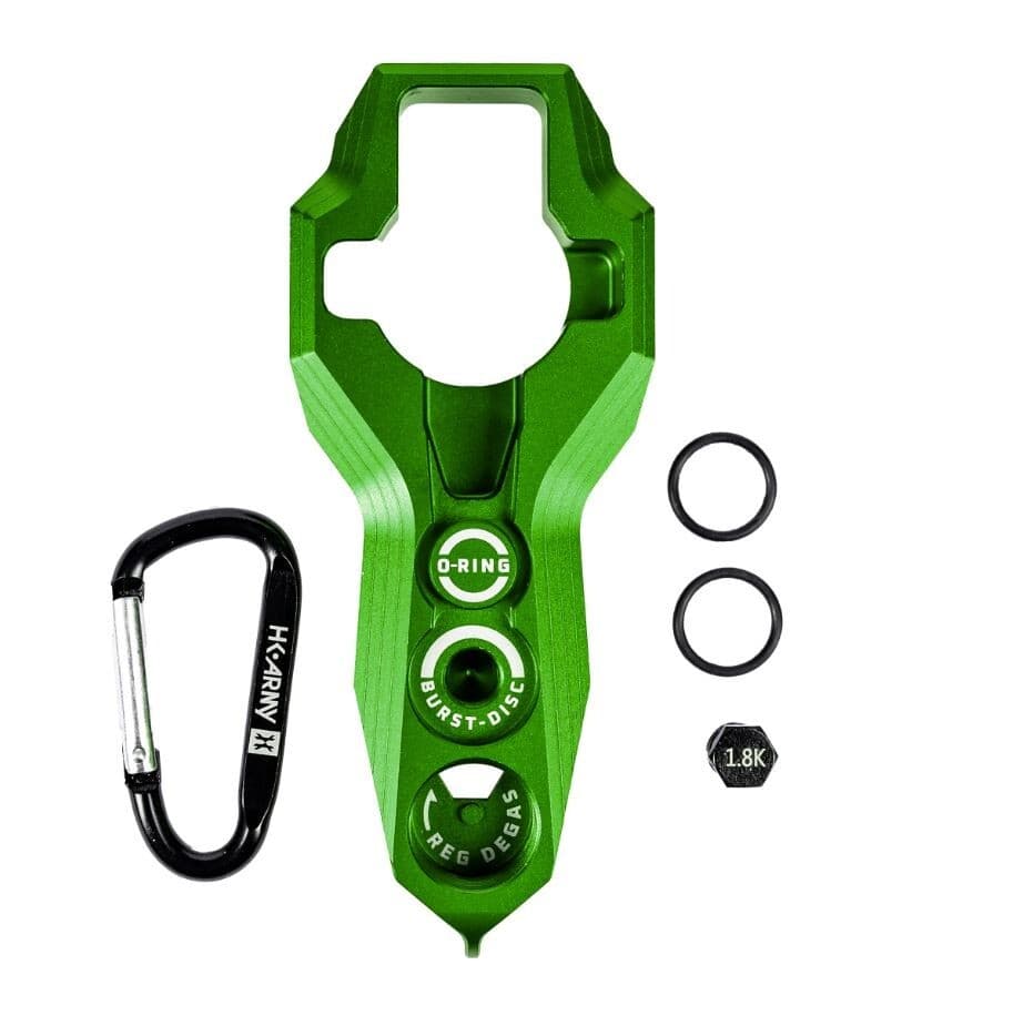HK Army Paintball Tank Regulator Removal Aluminum Multi-Tool Kit Neon Green
