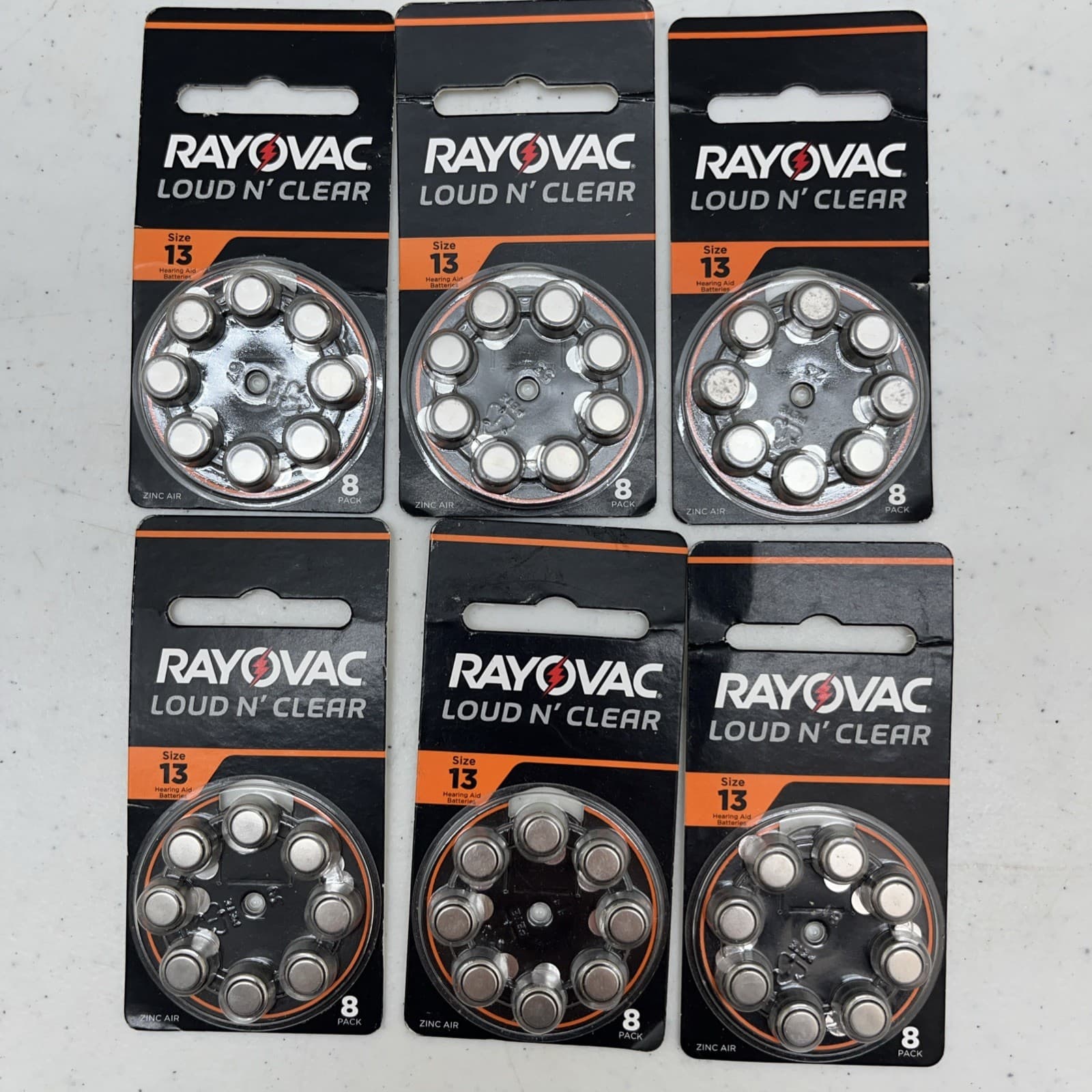 48 Rayovac Loud n Clear Hearing Aid Batteries 13LC-8 exp 11/24 & 1/25 6 pkg of 8