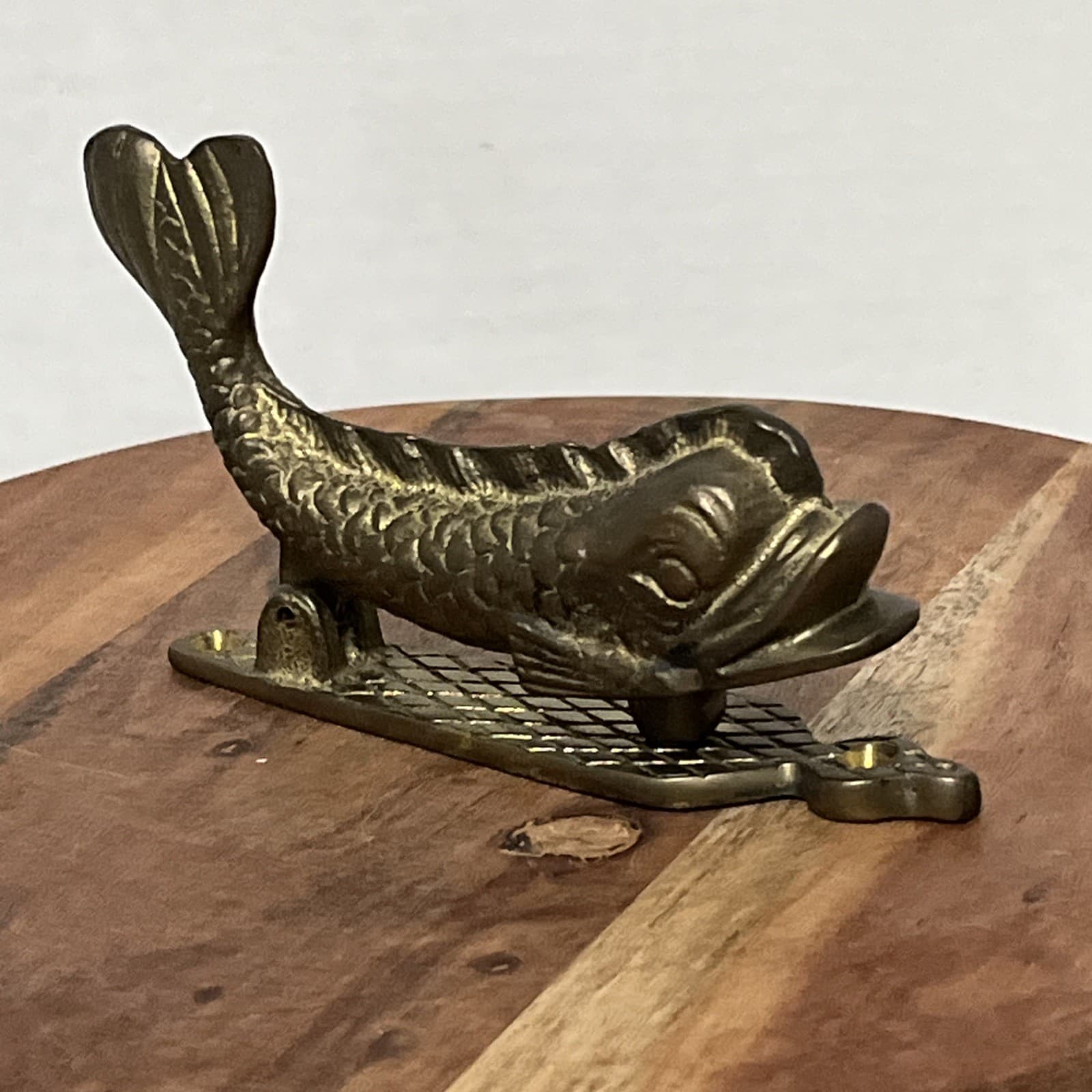 Antique Hand Made Solid Brass Fish Dolphin Door Knocker 5”