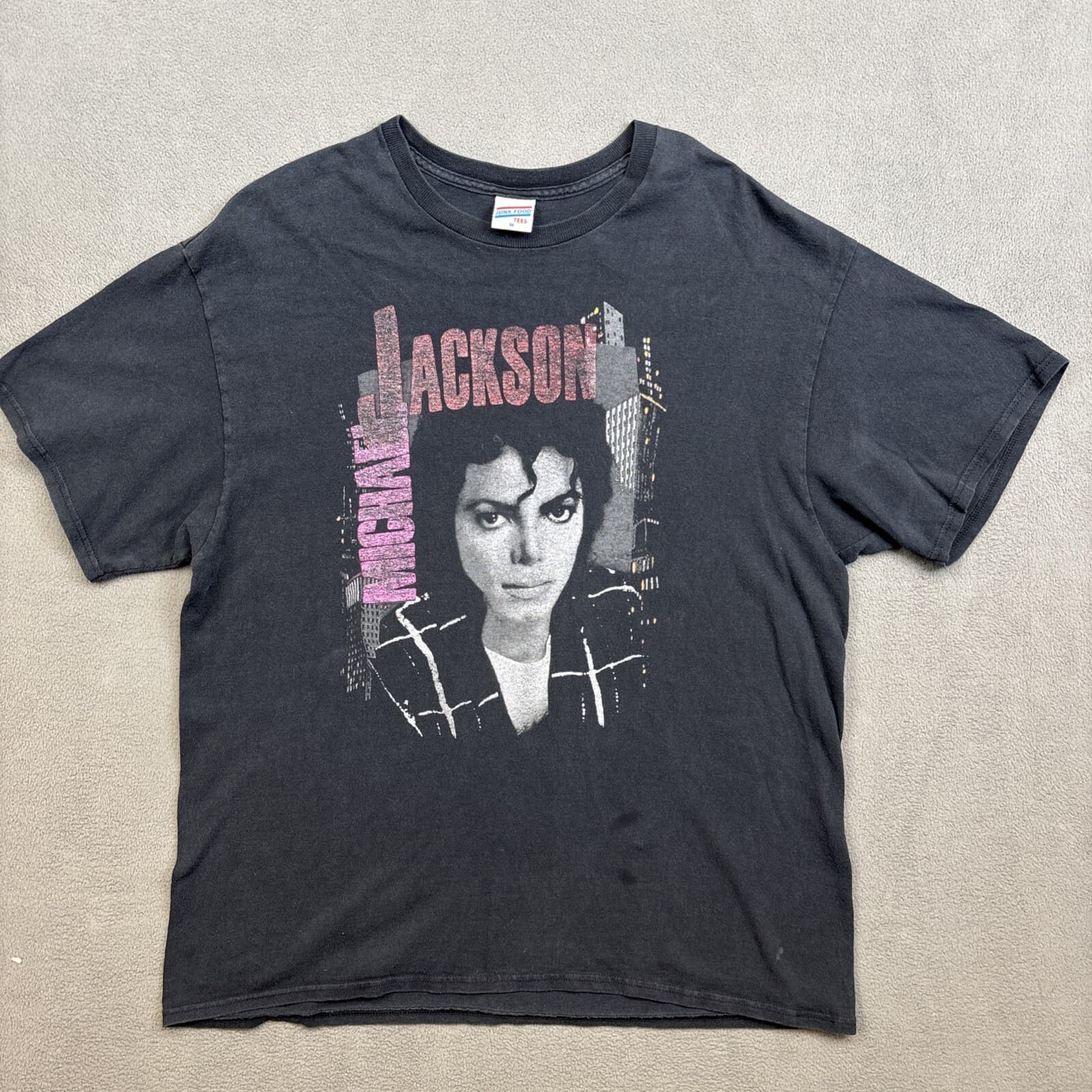 Junk Food Michael Jackson Bad Tour '88 Short Sleeve Top Gray Shirt Size M